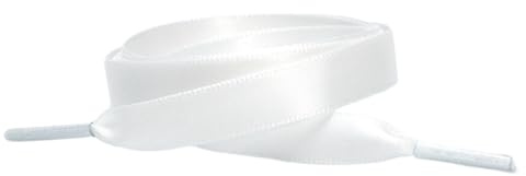 2 Paar Satin Schnürsenkel 1cm x 100cm,Breit Flache Schuhbänder Seiden Schnürsenkel,Damen Satinband Long Shoe Laces,Ersatz Schuhbänder für Sneakers,Sportschuhe Turnschuhe Laufschuhe,Weiß