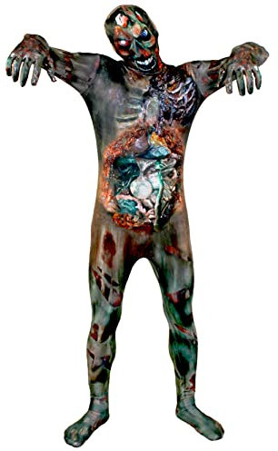 I LOVE FANCY DRESS Adults Unisex Halloween Zombie Skin Suit - Print on the Front and Back - XLarge