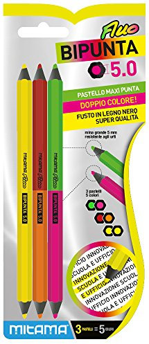 Mitama 61919 - Pastellstifte, Jubo Mina, 5,0 mm, 5 Farben, Fluo, 3 Stück