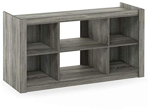 Furinno Fowler Étagères Multifonctionnelles pour Meuble TV, Chêne Français Gris, One Size