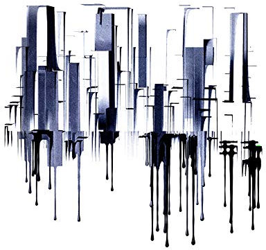 Wee Blue Coo Abstrakte Skyline Stadtbild Farbe Tropfen Ungerahmter Druck 30x40 cm