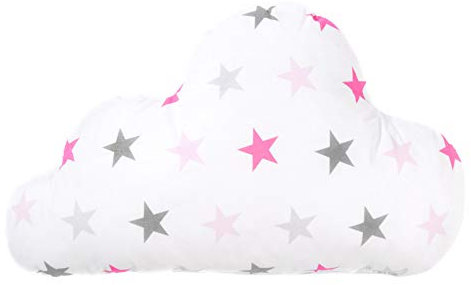Amilian Wolken Kissen Kuschelkissen flauschig Dekokissen mit Füllung Sofakissen für Kinderzimmer Wohnzimmer Schlafzimmer weich und kuschelig Muster: Sternchen Groß Rosa