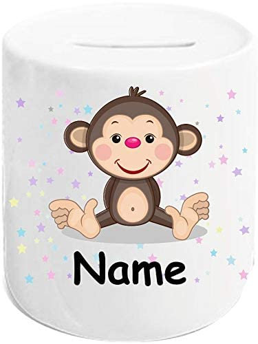 ShirtInStyle Spardose Sparschwein, Motiv Monkey AFFE, Kinder Tier Motive Namen Wunschtext