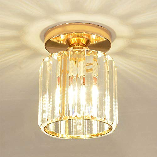 Mengjay Moderne Deckenlampe Kristall Deckenleuchten Wohnzimmerlampen küchenlampen Semi Flush Mount Deckenleuchter für Wohnzimmer Küche Büro Schlafzimmer Esszimmer,Golden