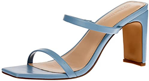 The Drop Avery Sandales À Talons Hauts et Bout Carré, Heeled Sandal Femme, Bleu, 35 EU