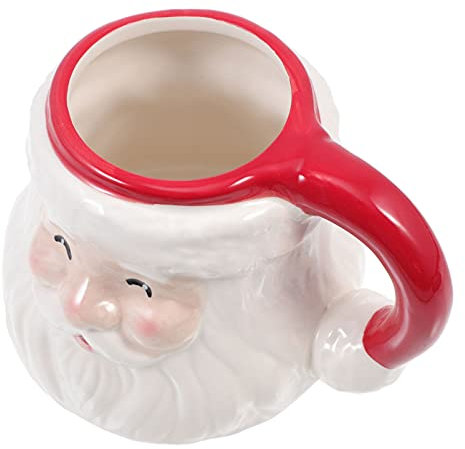 - Tazza da caffè portatile in ceramica con testa di Babbo Natale per bevande e bevande, ideale come regalo per Natale, festa di festa, 400 ml