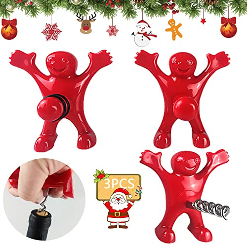 3 apribottiglie da uomo rosso, apribottiglie da uomo, cavatappi, bottiglia di vino, apribottiglie di birra, cavatappi e bottiglie di vino, divertente cavatappi per compleanni, Natale, vacanze
