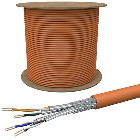 Draka Netzwerkkabel Verlegekabel LAN Kabel 500m Trommel Cat 7 S/FTP PiMF LSZH Halogenfrei AWG 23/1 Installationskabel Datenkabel PoE 100% Kupfer UC900 HS23 GHMT PVP Zertifiziert Made in EU 10Gbit/s
