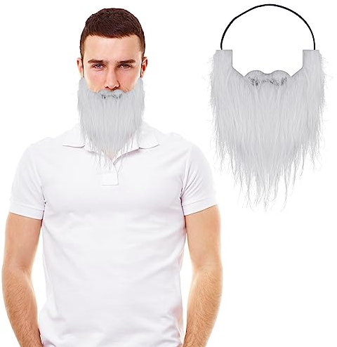 WLLHYF Party-Künstlicher Bart, Gefälschte Bärte Schnurrbärte Lustige Schnurrbärte Halloween Lustiger Zubehör Falscher Kostüm Whisker für Männer Kinder, Versammlungen, Cosplay-Zubehör (Weiss)