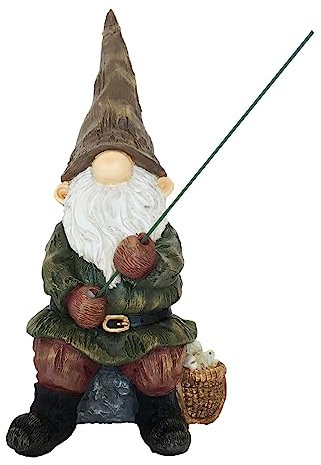 Garden Gnome Lawn Ornament - with Fishing Rod 8489