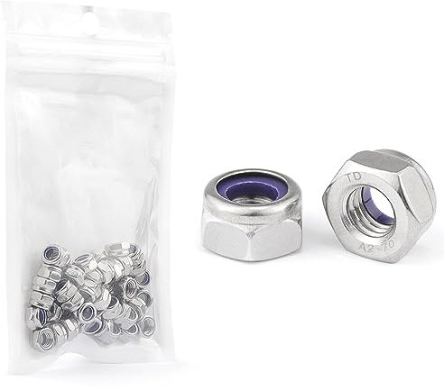 Dadi Autobloccanti M5 DIN 985 Bloccanti Dadi Esagonali Acciaio Inox A2 V2A Dadi Autobloccanti (50 Pezzi)