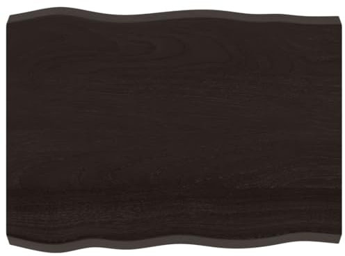 vidaXL Tischplatte, Holzplatte für Tisch Esstisch Couchtisch, Massivholzplatte Handgefertigt mit Baumkante, Ersatztischplatte, Dunkelbraun 80x60x(2-6) cm Massivholz Behandelt