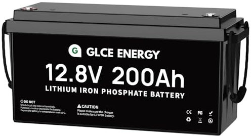 GLCE ENERGY LiFePO4 12V 200Ah Akku mit 200Ah BMS und 4000~15000 Zyklen, 2560Wh Lithium Akku für Boot, Wohnmobil, Marine, Trolling-Motor, Energiespeicher und Off-Grid