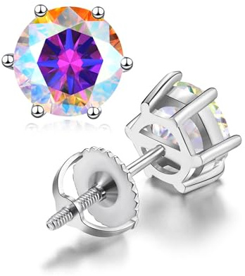 Moissanit-Ohrstecker, 2 Karat, Farbe D, VVS1, Reinheit, S925er-Sterlingsilber, Diamant-Ohrringe, Ohrstecker, Moissanit-Ohrringe für Damen und Herren, mit Zertifikat