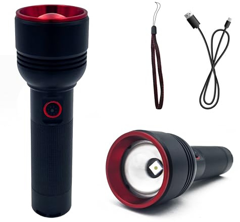 MAKA Torcia LED Professionale Ricaricabile con Potenza Super Luminosa Zoom per Illuminare fino a 500 Metri Impermeabile Autonomia di 18,000 mAh Powerbank Campeggio Escursioni ed Emergenze (Aura PRO)