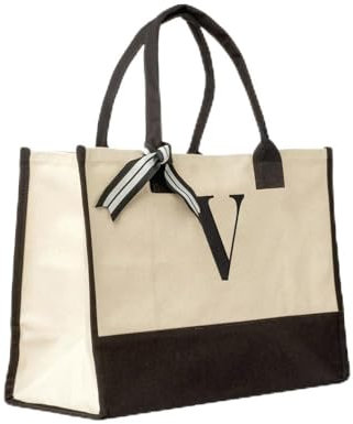 Elberfelder Leinen personalisierte Canvastasche l Geschenkidee l mit robustem Boden l mit Monogramm l Tote Bag l Handtasche l Oeko-Tex-Standard-100 l Einkaufstasche l 100% Baumwolle