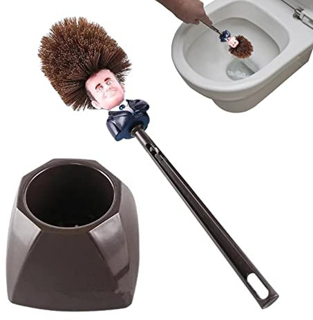 Yulokdwi Macron Brosse Toilette,Brosse De Toilette Macron,Brosse WC Macron,Support pour Brosse De Toilette Et Support pour La Salle De Bain, Macron Toilette Brosse Humoristique, Cadeau Humoristique