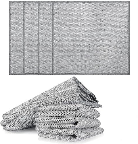 Elegance-go Geschirrspüllappen aus Draht,10 Stück Multifunktionales Kratzfestes Drahtgeschirrtuch Stahldraht-Geschirrspüllappen Wire Dishwashing Rags Wiederverwendbar Putztücher für Küche (20x20cm)