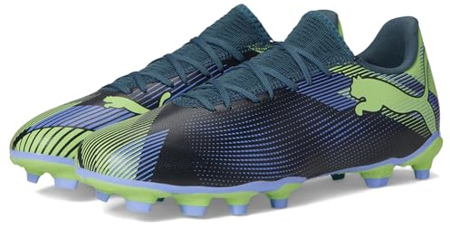 PUMA Men's Future 7 Play Firm, Artificial Ground Soccer Cleats Sneaker, Gray Skies-Elektro Purple-Fizzy Apple White, 10 UK