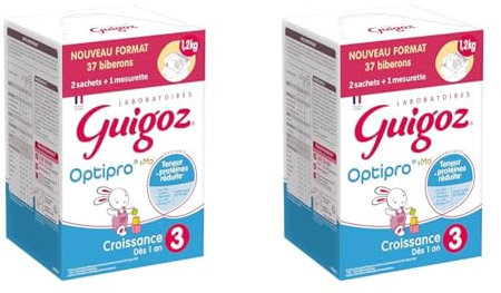 GUIGOZ CROISSANCE 3 OPTIPRO - DÈS 12 MOIS - Lait de croissance en poudre de 12 mois à 3 ans - BAG IN BOX (2 sachets de 600g) (Lot de 2)