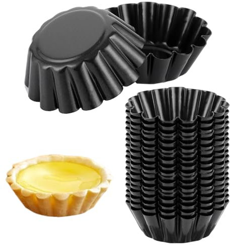 LDXDRU Lot de 20 mini moules à tartelettes - En acier au carbone - Anti-adhésif - Pour pudding, gâteau, cupcake, muffin - Diamètre : 6,5 cm