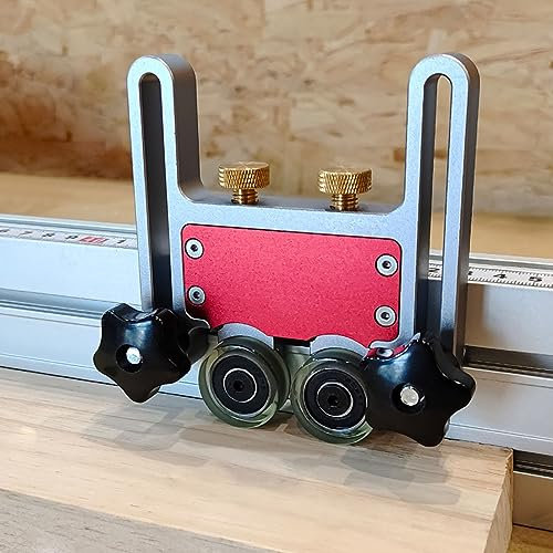 Bearing Roller Featherboards for Table Saw Safety Feeding, Bearing Stock Roller, Aluminum Alloy Table Saw Feeder, Table Saw Jig Guide Roller Featherboard with Sliding Block