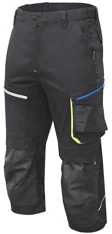 Högert Technik - Reetz elastische 3/4 Schutzhose schwarz |Twill-Gewebe | Shorts mit Taschen | Herren Kurz Arbeitshose | Arbeitsshorts Arbeitshosen Männer | EN ISO 13688