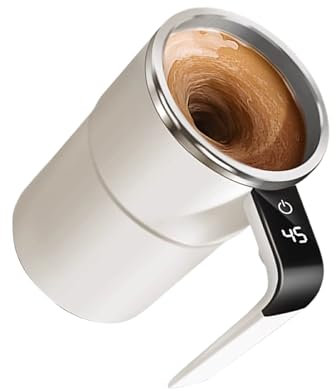 kesurpae Taza Para Stanley con medición inteligente de temperatura con tapa a prueba de fugas, taza magnética automática, taza mezcladora de café, blanco