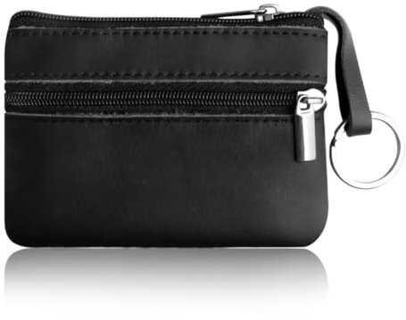 PLABBDPL Echt Leder Auto-Schlüssel Herren Schlüsseletui, Damen Keyring Kartenfach Geldfach,Hochwertig Design Schlüsselanhänger Mäppchen, 1 Pcs, Schwarz