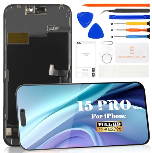 INCELL LCD-Bildschirm für iPhone 15 Pro Max, 17 cm (6,7 Zoll), für iPhone 15 Pro Max A2849, A3105, A3106, A3108, LCD-Display, Digitizer, Montage-Reparatur-Set (schwarz)
