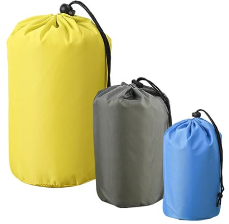 JIHUOO 3 Pcs Nylon Drawstring Stuff Sacks Ultra Lightweight Dry Bags Outdoor Compression Bags Lightweight Dry Sacks Sleeping Bag Storage Sacks Waterproof Sleeping Bag Covers