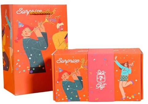 Pasdrucn DIY Überraschungsbox Geschenkbox, Geldgeschenke Geburtstag, Pop-up-Geschenkbox, Happy Birthday Pop Up Explosionsbox Mit Konfetti, Geschenkbox Geburtstag Für Liebhaber Und Freunde (Orange)