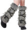 ITODA Faux Fur Leg Warmers Medieval Long Leg Warmers Warm Furry Leg Socks Boot Sleeves Soft Boot Shoes Cuffs Cover for Halloween Carnival Christmas Festival Costume Party(Grey)
