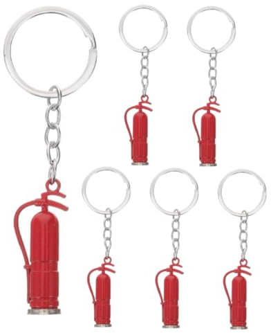 VALICLUD Feuerlöscher-schlüsselanhänger Aus Metall 6-teiliger Schlüsselanhänger Mit Feuerwehr-charm Dekorative Feuerlöscher-schlüsselanhänger Für Tasche Schule Auto