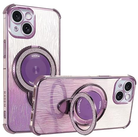 BEENTRYS Transparent Glitzer Handyhülle für LG K41S / K51S,Magnetisch Ring Ständer Clear Bling Mädchen Frauen Ultradünn Stoßfest TPU Bumper Schutzhülle für LG K41S / K51S-Lila