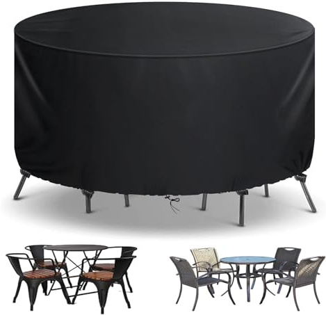 TopIdea Rund Abdeckhaube Gartenmöbel 600D Loungesofa Abdeckung Gartentisch Wasserdicht Abdeckplanen für Gartenmöbel Plane Oxford Gewebe Schutzhülle für Gartenmöbel Loungemöbel Rattanmöbel 200x110cm
