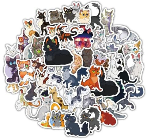 Cartoon Stickers 120PCS Cat Warrior Stickers Anime Waterproof Stickers for Laptop Water Bottle Luggage Snowboard Bicycle Skateboard Decal for Kids Teens Adult Stickers