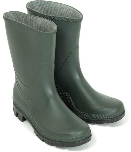TOOLTEK STIVALI DA LAVORO PVC BASSO GOMMA VERDE IMPERMEABILI AGRICOLTURA CACCIA PESCA N.41-46 (VERDE, Sistema Taglie Calzature EU, Adulto, Numero, Media, 46)