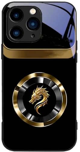 Generisch Personalized Name Magnetic Gradient Dragon Pattern Glass Phone Case, Magnetic Gradient Dragon Pattern Glass Phone Case for iPhone 16/15/14/13/12/11ProMax (16Promax,Black)