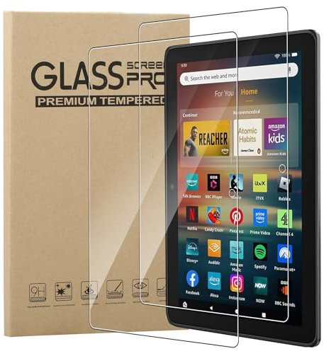 [2 Pack]Screen Protector for Amazon Fire HD 8/8 Plus/8 Kids/8 Kids PRO 2024 2022 Tempered Glass,Ultra Resistant,Anti Fingerprints,No Bubbles,9H Hardness Protector Film Tempered Glass Film,Transparent