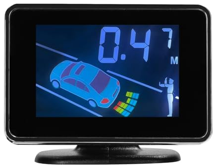 SEAFRONT 8 Sensors Auto -Parksensor -System Alarmverkehr Kit LCD Display Summer Stummer Alarm Vorne und Hinter Detektor Entfernung Spanisch/englische Stimme für (Silver)