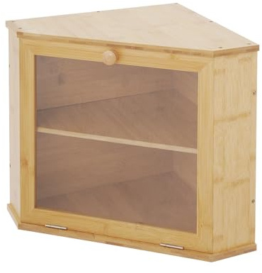 NoneDanGee Bambus Brotkasten, 2 Etagen Brotbehälter für Ecke, Holz Brotbehälter Küche Brotaufbewahrung, Groß Aufbewahrungsbox für Brot, Röstbrot, Pflegeleicht, 32 * 32 * 34cm (Holzfarbe)