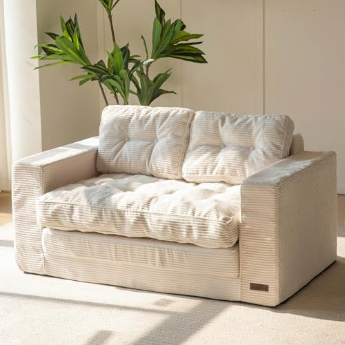 MAXYOYO umwandelbares Zweiersofa-Schlafsofa aus Kordstoff