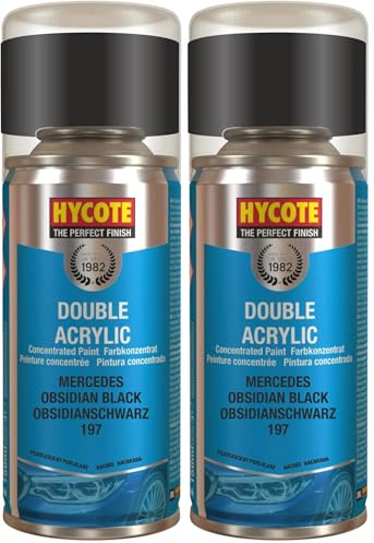 Hycote Double Acrylic Aerosol Car Spray Paint, Mercedes - Obsidian Black, 150 ml (Pack of 2)