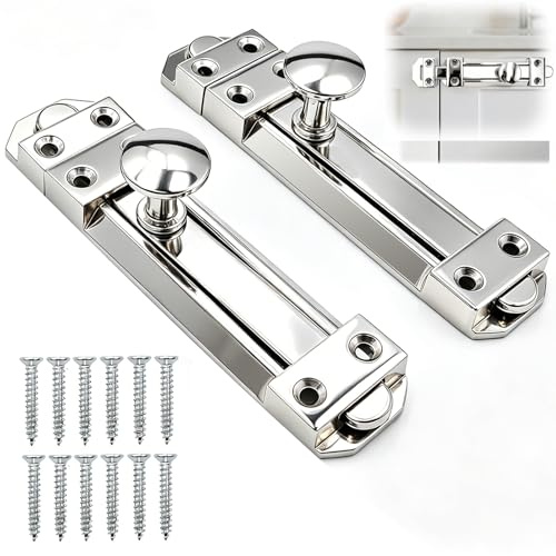 Fofuo 2 Pack Chrome Door Bolt Sliding Surface Mounted Latches 4 Inch/100mm