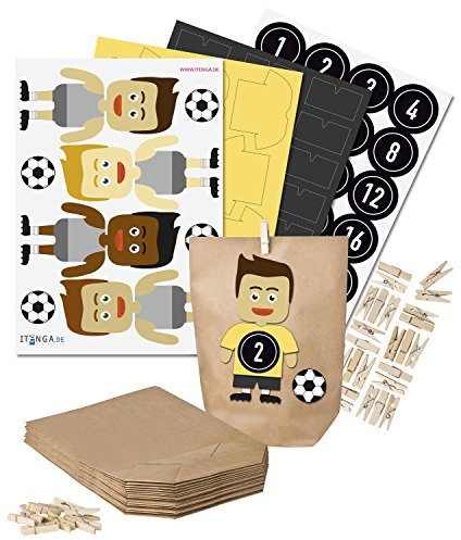 itenga DIY Fußball-Adventskalender Set zum Basteln (gelb/schwarz)