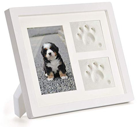 Goomis Pfotenabdruck Set Hund und Katze,Holz Bilderrahmen,3D Gipsabdruck - Andenkenbox, Wanddekoration für