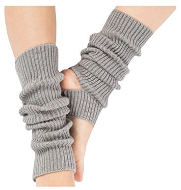 Bestgift Damen Mädchen Warme Stulpen Beinwärmer Stulpen Handstulpen Strick Warmers Socken Licht Grau Einheitsgröße