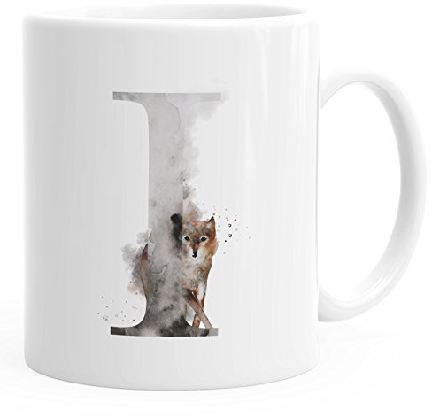 Autiga Buchstaben-Tasse (style_variation) Tasse mit Buchstabe Alphabet Monogramm Watercolor gezeichnet Kaffeetasse Weiss unisize