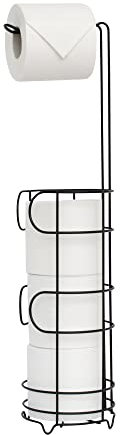 simplywire – Freestanding Toilet Roll Holder with Storage - Black